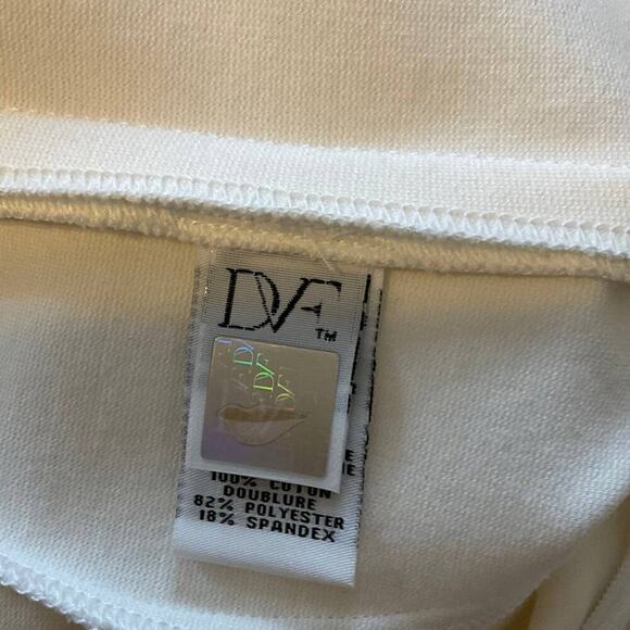 Diane Von Furstenberg Pele Eyelet Panel Cap Sleeve White Knit Dress Size 10 - Picture 8 of 10